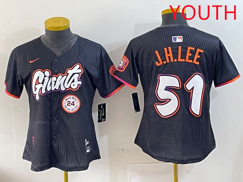 Youth San Francisco Giants #51 J.H.Lee Black Joint Name Nike 2025 MLB Jersey style 11